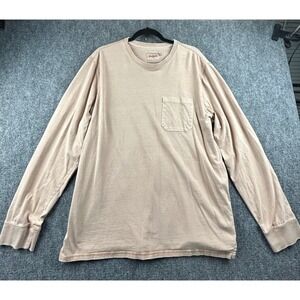 Goodfellow & Co Mens XL Long Sleeve Pocket T-Shirt Tan Brown Cotton Standard Fit